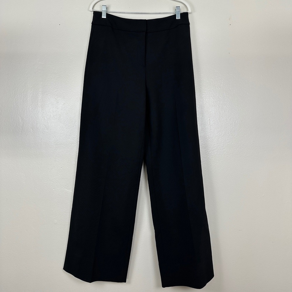 Oscar de la Renta Women's 8 Wide Leg Trousers Black High Rise Made In Italy NEW